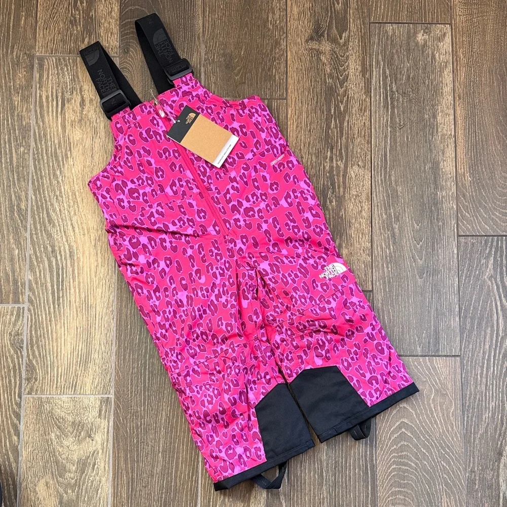 The North Face Toddlers’ Snowquest Pink Leopard Insulated Snow Bibs—4T - Picture 2 of 11